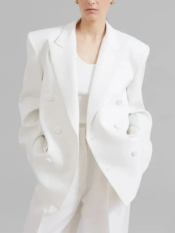 Sofia | White Oversized Double-Breasted Blazer