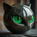 Charm - Mystical Black Cat Head Sculpture
