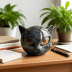 Charm - Mystical Black Cat Head Sculpture