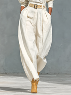 Long-Sleeve Shirt and Wide-Leg Pants Set in Cotton and Linen