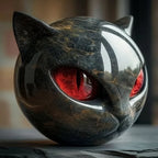 Charm - Mystical Black Cat Head Sculpture