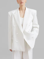 Sofia | White Oversized Double-Breasted Blazer
