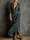 Striped Maxi Dress with Notched Collar