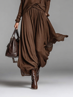 Knitted Skirt and Crew Neck Sweater Set