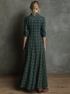 Striped Maxi Dress with Notched Collar