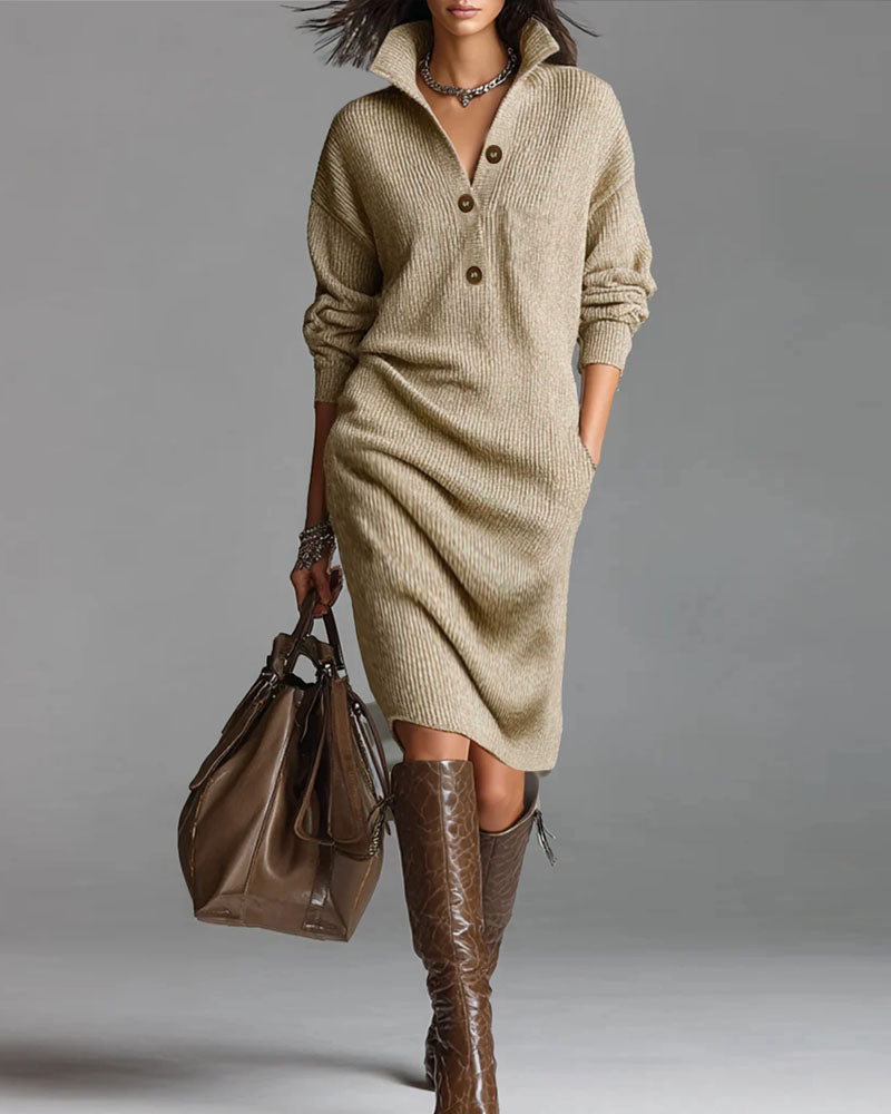 Elegant Pullover Knit Midi Dress