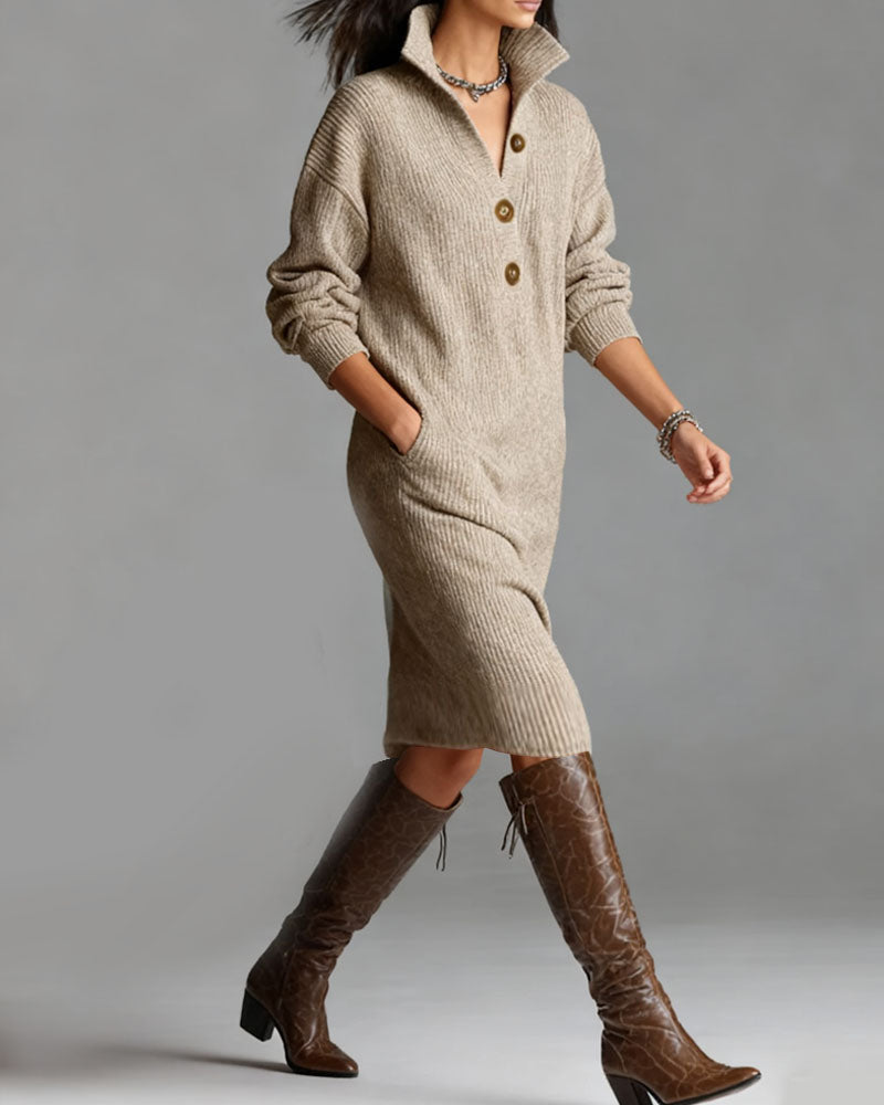 Elegant Pullover Knit Midi Dress