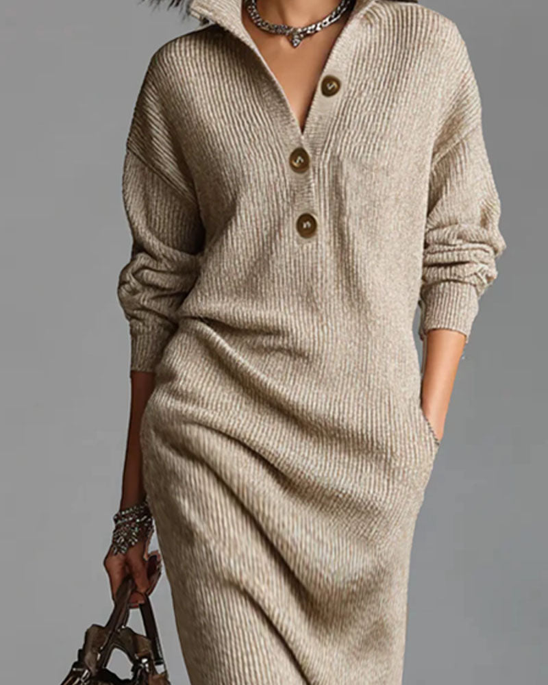 Elegant Pullover Knit Midi Dress