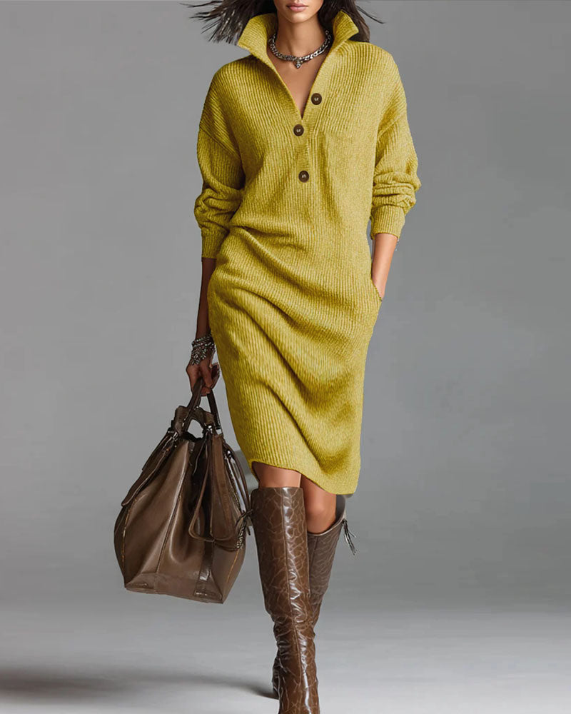 Elegant Pullover Knit Midi Dress
