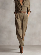 Barbara | Refined tweed texture checked utility jumpsuit