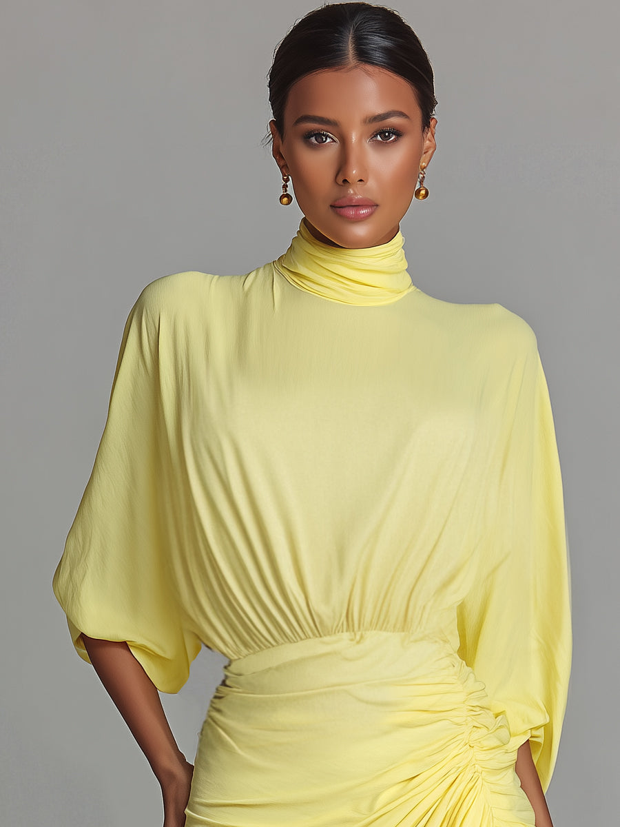 Comfortable Maxi Dress in Bright Yellow Blend