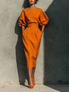 Vibrant Midi Skirt in Cotton-Linen Blend – Orange