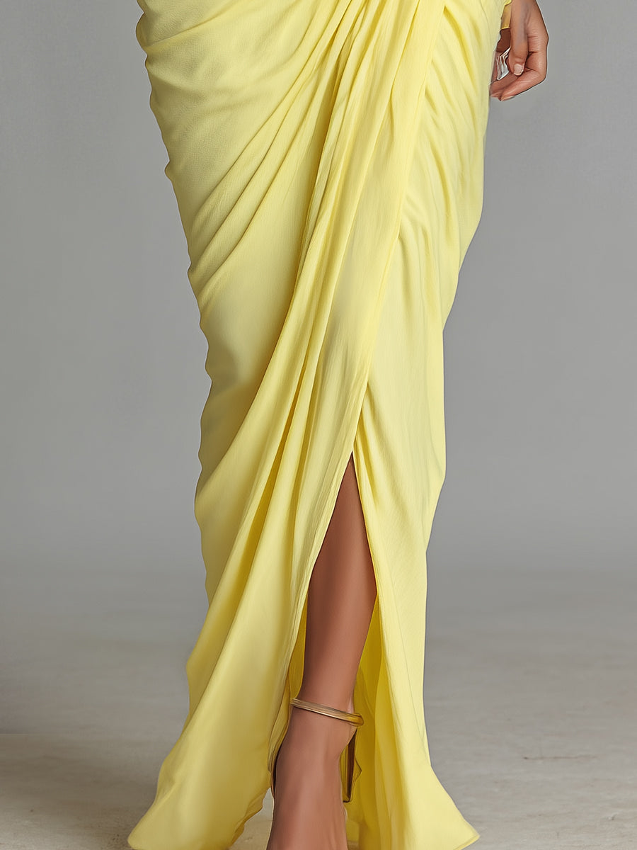Comfortable Maxi Dress in Bright Yellow Blend