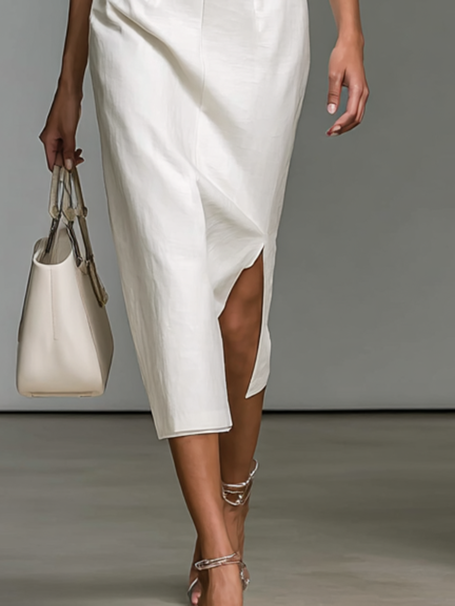 Women's Embroidered Midi Dress with V-Neckline and Short Sleeves