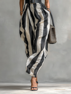 Maxi Chiffon Dress with High Neck and Short Sleeves