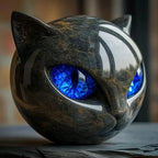 Charm - Mystical Black Cat Head Sculpture
