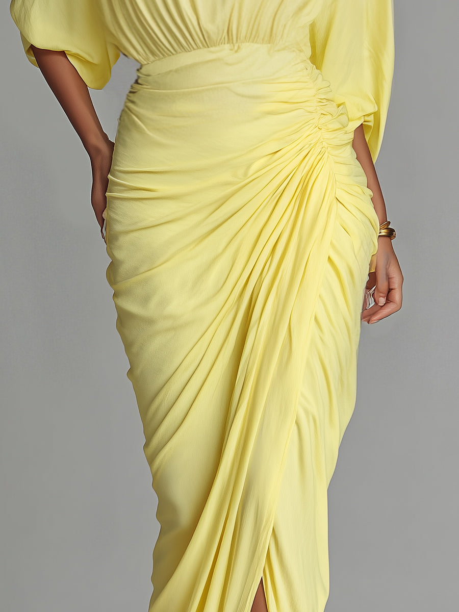 Comfortable Maxi Dress in Bright Yellow Blend