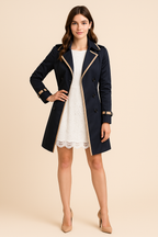 Maya | Double-Breasted Trench Coat with Contrast Trim